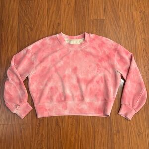 Lululemon Perfectly Oversized Cropped Crewneck Sweatshirt Tie-Dye Pink Womens 4